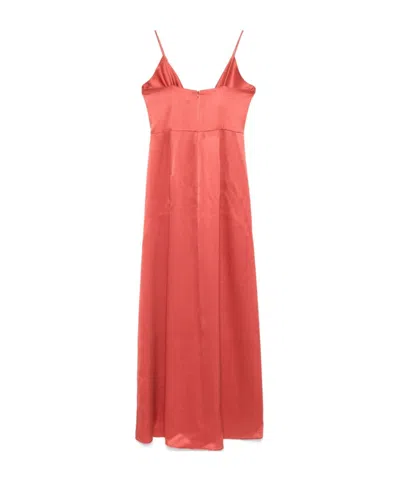 Antonelli Deep V-neck Evening Dress With Spaghetti Straps In Red
