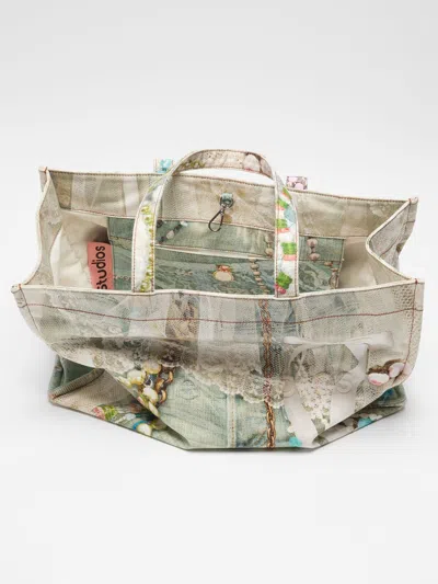 Acne Studios Printed Canvas Tote Bag In Brown
