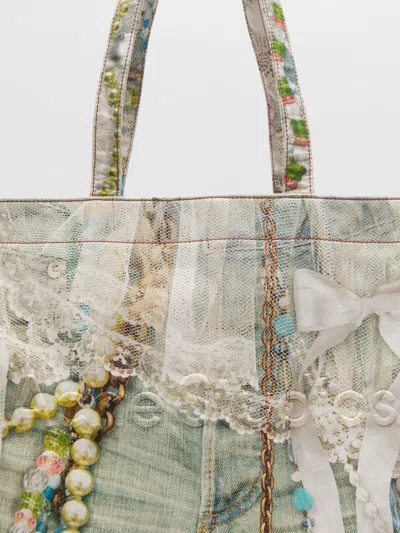 Acne Studios Printed Canvas Tote Bag In Brown