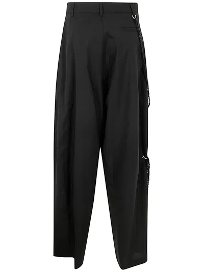 Darkpark Phebe Chain Adorned Light Wool Wide Leg Pants Clothing In Black