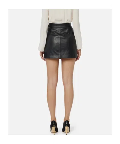 Elisabetta Franchi Nappa Leather Miniskirt In Black