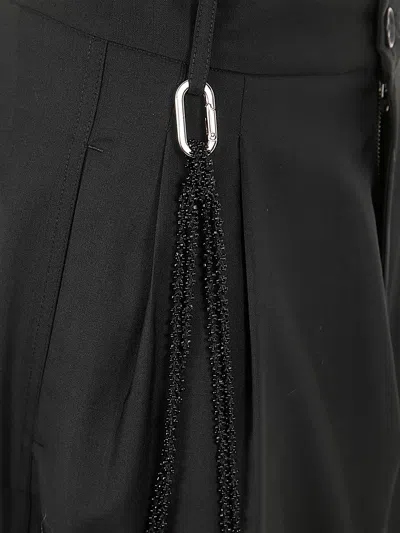 Darkpark Phebe Chain Adorned Light Wool Wide Leg Pants Clothing In Black