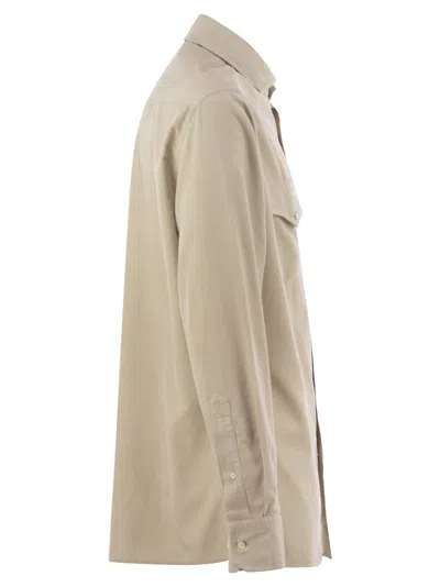 Brunello Cucinelli Men Easy Fit Corduroy Shirt In Neutral