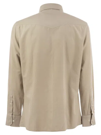 Brunello Cucinelli Men Easy Fit Corduroy Shirt In Neutral