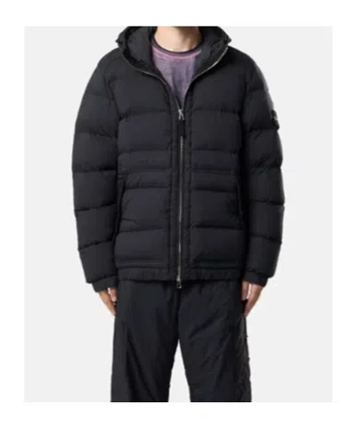 Stone Island Hooded Down Jacket With Seamless Feather Tunnels And Anti-drop In Black
