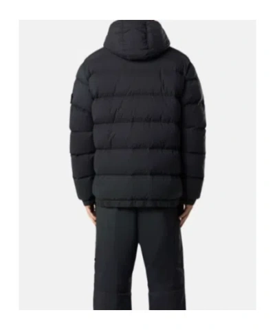 Stone Island Hooded Down Jacket With Seamless Feather Tunnels And Anti-drop In Black