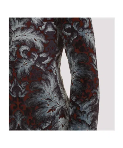 Etro Floral-pattern Mock-neck Midi Dress In Blue
