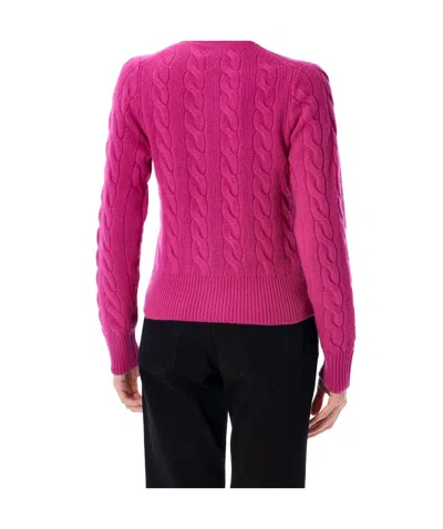 Polo Ralph Lauren Cable-knit Cashmere Blend Cardigan With Iconic Embroidered Pony In Pink