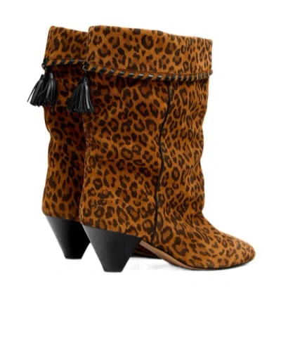 Isabel Marant Dalby Draped Suede Leather Boots In Brown