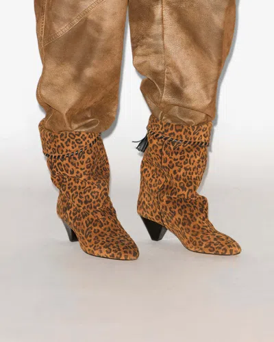 Isabel Marant Dalby Draped Suede Leather Boots In Brown