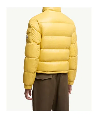 Moncler Levitha Hooded Short Down Jacket In Yellow