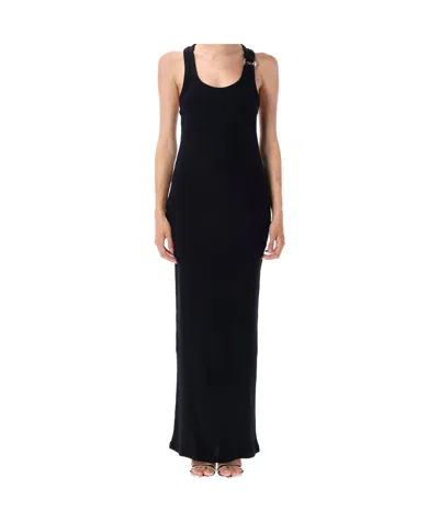 Jean Paul Gaultier Womens Black Ribbed Scoop-neck Cotton-jersey Midi Dress In Black