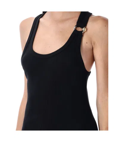 Jean Paul Gaultier Womens Black Ribbed Scoop-neck Cotton-jersey Midi Dress In Black