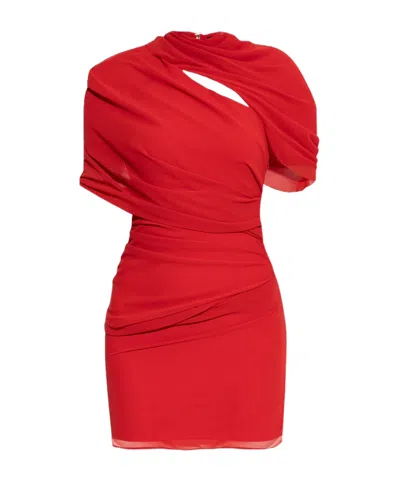 Jacquemus 'la Robe Castagna' Red Dress With Ruched Detail And Rear Cut-out In Red