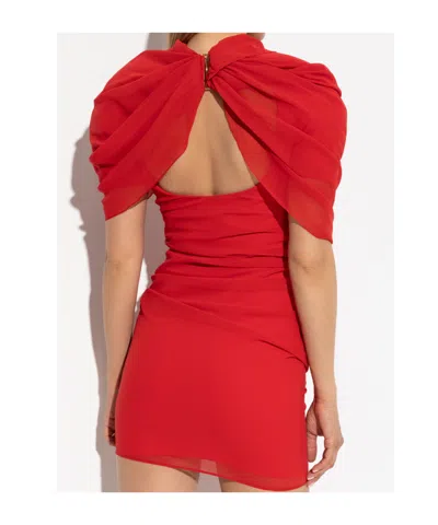 Jacquemus 'la Robe Castagna' Red Dress With Ruched Detail And Rear Cut-out In Red