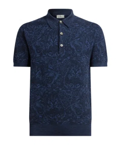 Etro Polo Shirt With Pegasus Embroidery In Blue