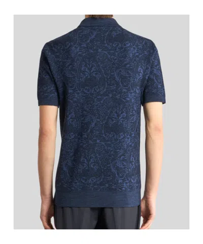 Etro Polo Shirt With Pegasus Embroidery In Blue