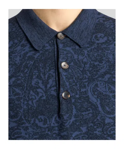 Etro Polo Shirt With Pegasus Embroidery In Blue