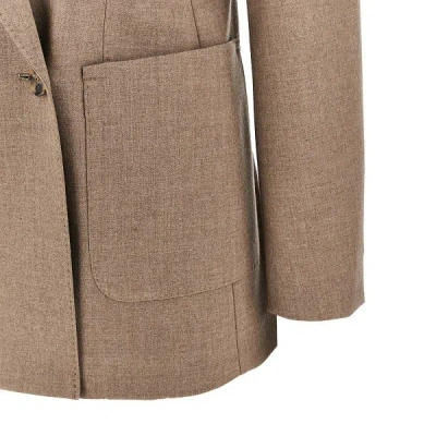 Max Mara Long-sleeved Suit Jacket In Brown