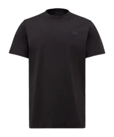 Moncler Soft Cotton Short Sleeve Crew Neck T-shirt In Black