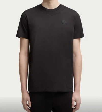Moncler Soft Cotton Short Sleeve Crew Neck T-shirt In Black