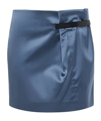 Jw Anderson Satin Mini Skirt In Blue
