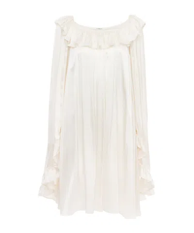 Chloé Flared Sleeves Silk Mini Dress In Neutral