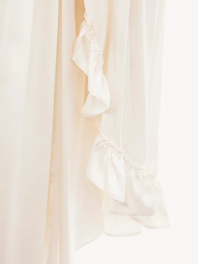 Chloé Flared Sleeves Silk Mini Dress In Neutral