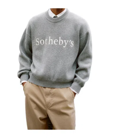 Frame Logo Crew Neck Sweater In Gray