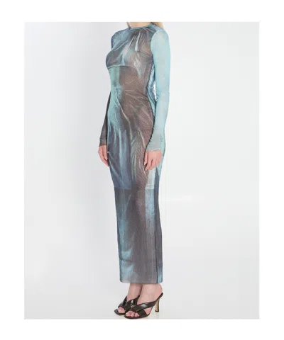 Jean Paul Gaultier Water Print Maxi Dress In Multi