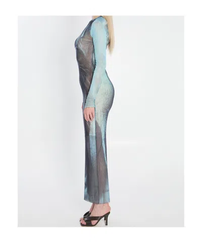 Jean Paul Gaultier Water Print Maxi Dress In Multi