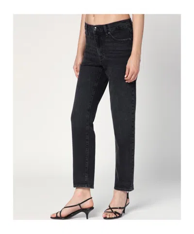 Frame The Pencil Crop High Waist Ankle Slim Straight Leg Jeans In Black