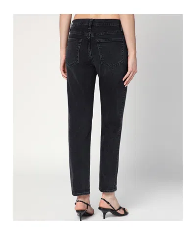 Frame The Pencil Crop High Waist Ankle Slim Straight Leg Jeans In Black
