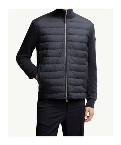 Moncler Modern Padded Cardigan With Knitted Details In Blue