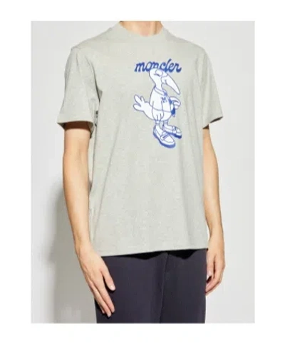 Moncler Mascot Logo Cotton T-shirt In Gray