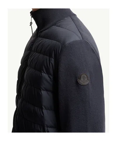 Moncler Modern Padded Cardigan With Knitted Details In Blue
