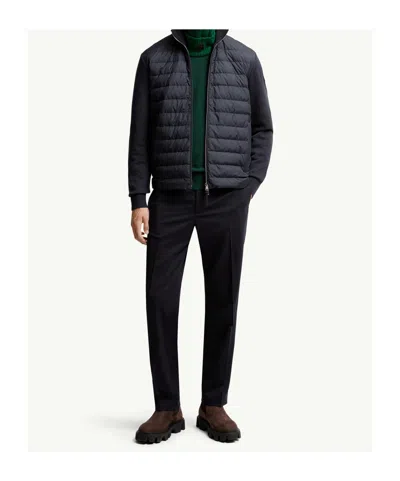 Moncler Modern Padded Cardigan With Knitted Details In Blue