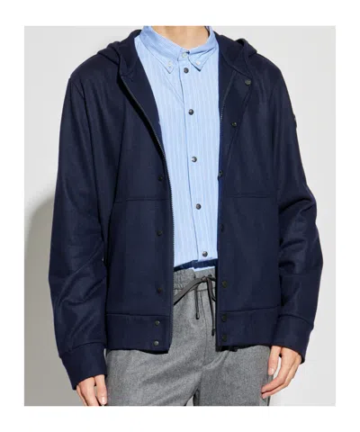Moncler Hooded Button-fastening Sweater In Blue