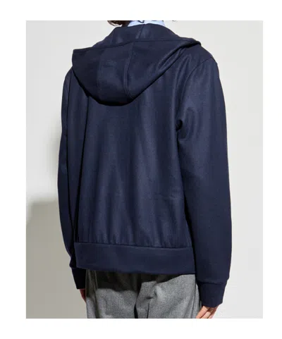 Moncler Hooded Button-fastening Sweater In Blue