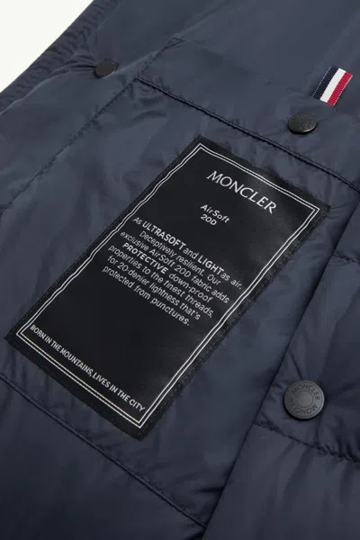 Moncler Padded High Collar Snap Button Down Jacket In Gray