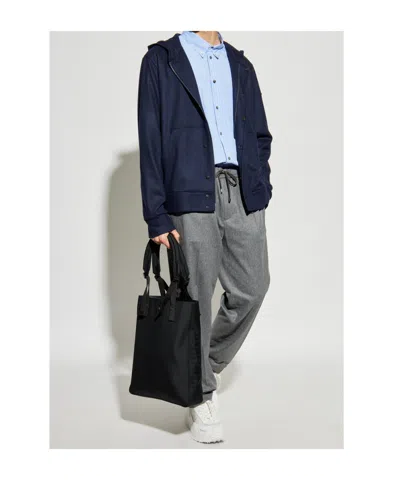 Moncler Hooded Button-fastening Sweater In Blue
