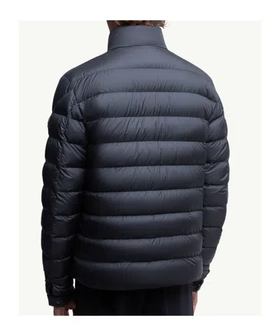 Moncler Padded High Collar Snap Button Down Jacket In Gray