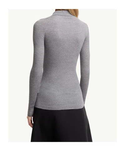 Moncler Long-sleeved Polo Shirt In Gray