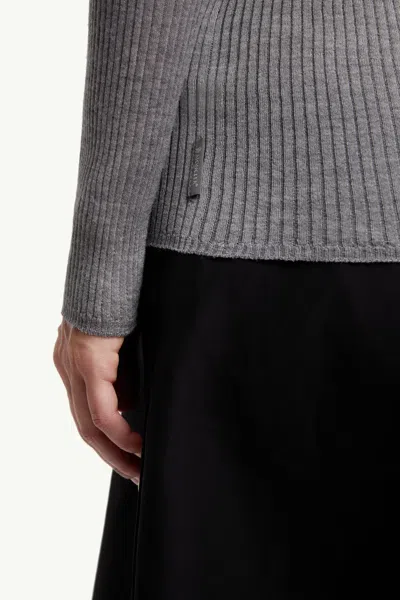 Moncler Long-sleeved Polo Shirt In Gray