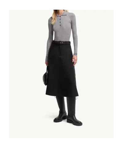 Moncler Long-sleeved Polo Shirt In Gray
