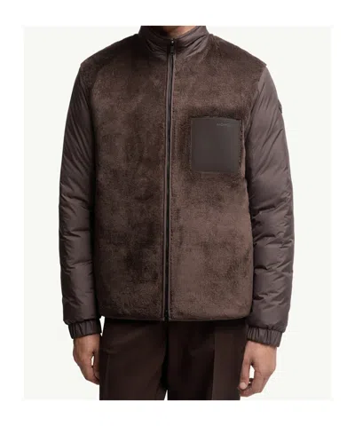 Moncler Logo-patch Jacket In Brown