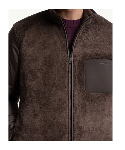 Moncler Logo-patch Jacket In Brown
