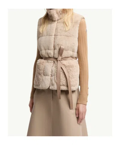 Moncler Sleeveless Down Vest In Neutral