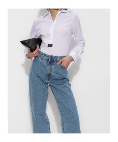 Coperni Bodysuit Collar Pointed Long Sleeves In White