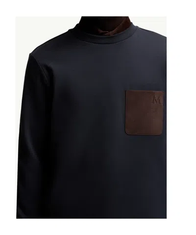 Moncler Cardigan En Coton Et Cachemire Avec Poche In Blue